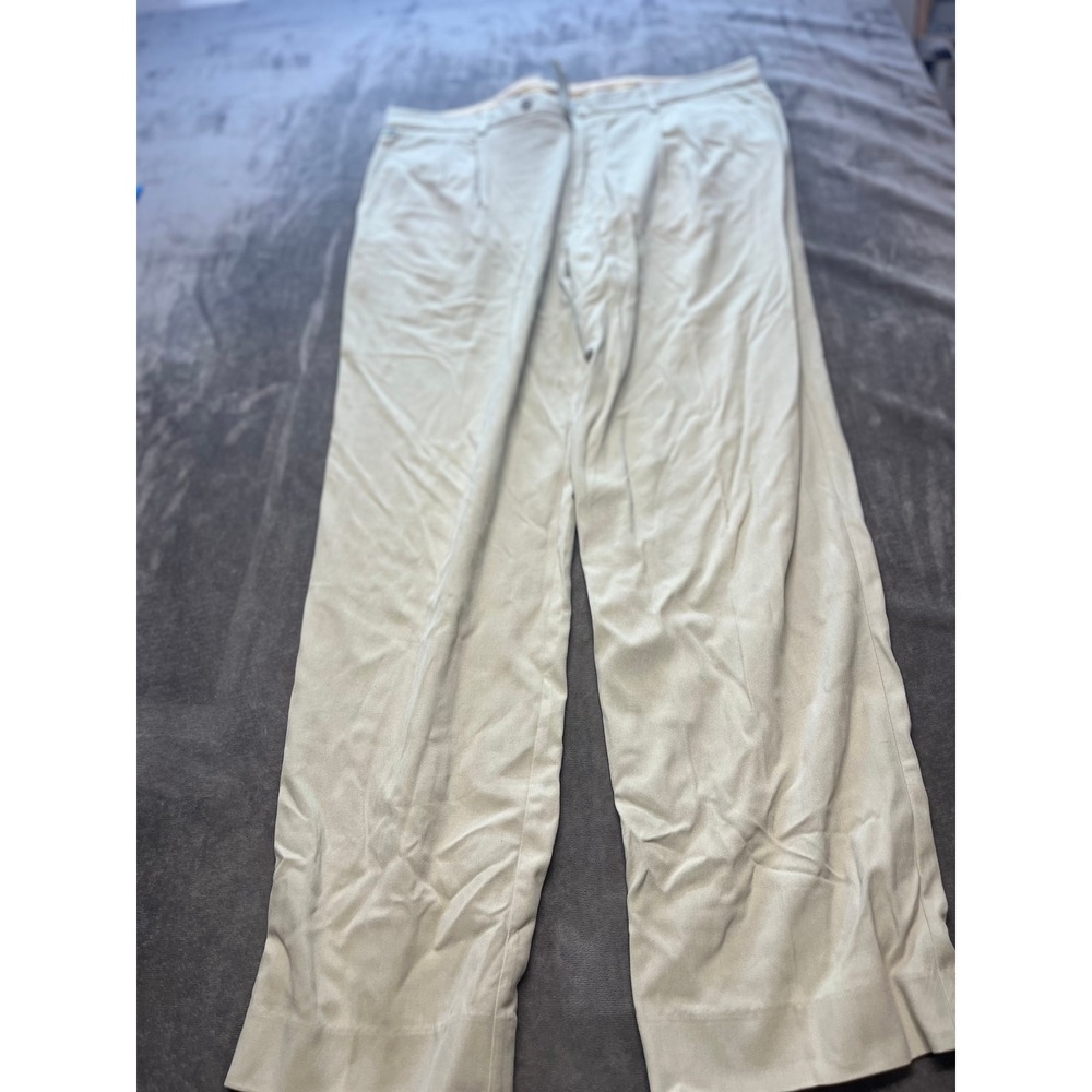 Tommy Bahama Silk Blend Khaki Pants Mens Pleated Front Wide Leg 38x32‎